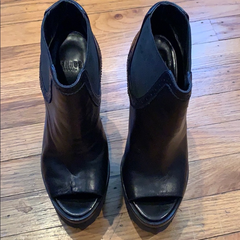 Black peep toe Versus by Versace boots